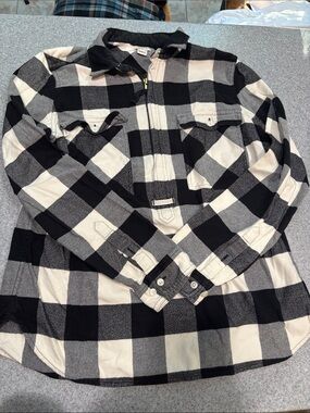 J. Crew Black & White Buffalo Plaid Quarter-Zip